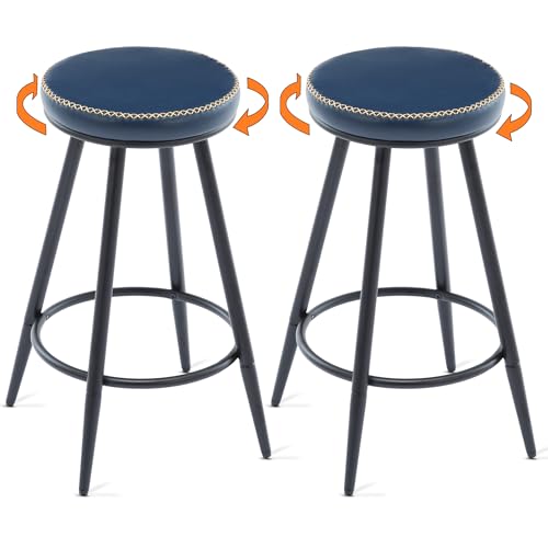 Bar Stools Set of 2, Swivel Backless 24" Counter Height Bar Stools for Kitchen - Like New