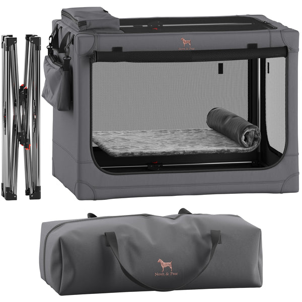 NOAH & PAW COLLAPSIBLE DOG CRATE 30 INCHES, LARGE MEDIUM BREED - GRAY - Like New