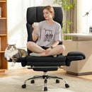 KERDOM ERGONOMIC BIG OFFICE LEATHER CHAIR EXPANDABLE ARMS RECLINING - BLACK - Like New