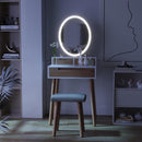 PULUOMIS SMALL MAKEUP VANITY DESK WITH ADJUSTABLE BRIGHTNESS LIGHT - WOOD/WHITE - Like New