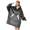 RAMEES WEARABLE BLANKET HOODIE OVERSIZED SHERPA FLEECE BLANKET SLEEVES - GRAY - Like New
