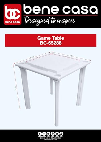 BENE CASA BC-65288  Indoor & Outdoor Domino Game Table, Removable Legs - White - Like New