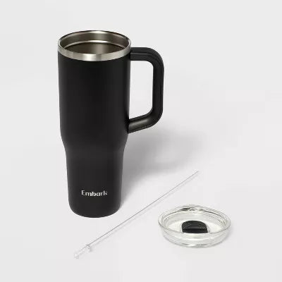 EMBARK 40OZ STAINLESS STEEL STRAW TUMBLER - BLACK - Scratch & Dent