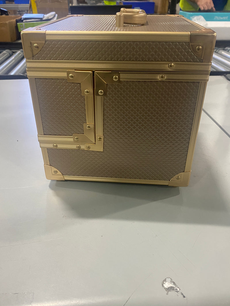 GENERIC 8" PINK PULLOUT MAKEUP CASE WITH KEY - ROSE GOLD - Like New