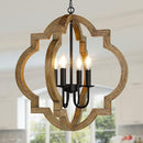 TOBUSA 21.6'' Farmhouse Wood Chandelier 3208-P4-WDBK Bulb Not Included - BLACK Like New