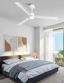 PARROT UNCLE 50" MODERN 3CCT INTEGRATED LED CEILING FAN LIGHT REMOTE - WHITE - Like New