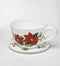 801946228967 WIND & WEATHER TEA CUP PLANTER & SAUCER POINSETTIA Like New