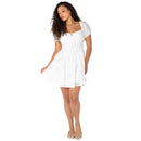 CELEBRITY PINK BRIDGERTON EYELET PUFF SLEEVE MINI DRESS - SIZE: WOMEN S - WHITE - Brand New