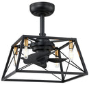MOTINI Caged Ceiling Fan with LED Light Kit - Black/Gold Brushed Brass - Brand New