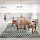 Kaspene Home Trellis Washable Rug, 6x9, Light Gray - Brand New