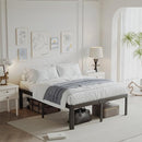 LAKKURI 12IN HIGH PLATFORM METAL QUEEN SIZE BED FRAME QUEEN 4004-12A - BLACK - Like New