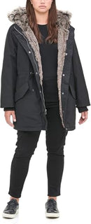 LW7WP625 Levi's Women's Faux Fur Lined Hooded Parka Jacket Coat Black 1X - Like New