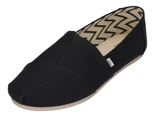 TOMS WOMEN CLASSIC ALPARGATA HERITAGE CANVAS LOAFER SIZE 8.5W - BLACK/WHITE - Brand New