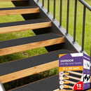 KOOTETA OUTDOOR STAIR TREADS FOR WOODEN STEPS NON SLIP 15 PACK 8" X 30" BLACK - Like New