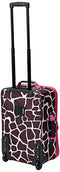ROCKLAND 2 PIECE LUGGAGE SET CARRY-ON ROLLING SUITCASE TOTE BAG PINK GIRAFFE - Like New