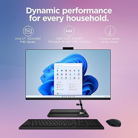Lenovo IdeaCentre AIO 3i 27" 1920x1080 i5-1240P 8GB 512GB F0GJ0090US - BLACK - Like New