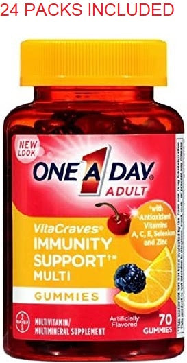 ONE A DAY VITACRAVES GUMMIES IMMUNITY 70CT - PACK OF 24 New
