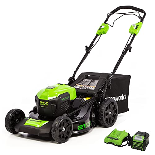 Greenworks 40V 21" Brushless Cordless Self-Propelled Lawn Mower 5.0Ah Battery - Like New