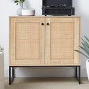 BCP 2-Door Accent Furniture Cupboard Non-Scratch Sky6891 - Black/Rattan - Like New