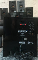 ENERGY SUBWOOFER WITH 5 PIECE CLASSIC 5.1 SATELLITE SPEAKERS ESW-8 - BLACK - Like New