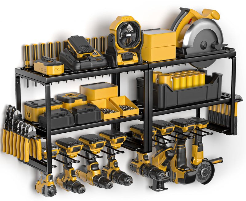 SPAMPUR POWER TOOL ORGANIZER 15 MIN FAST ASSEMBLY 8 SLOTS 3 LAYER METAL - BLACK - Like New