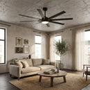 PARROT UNCLE 65" TERESA MODERN DOUBLE-SIDED BLADES CEILING FAN REMOTE - BLACK - Like New