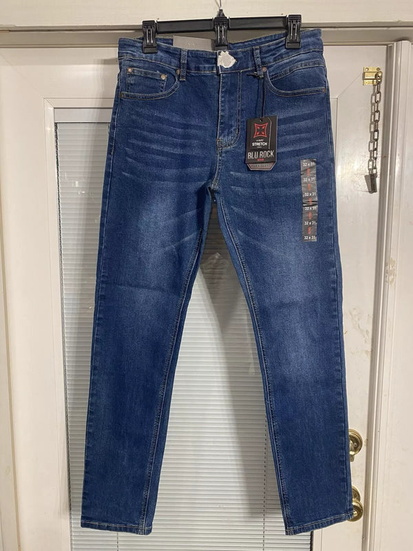 BLU ROCK DENIM JEANS MENS CLASSIC RELAXED FIT - SIZE: MEN 32X31 - DARK WASH - Brand New