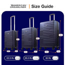 UNISEX AMERICAN DREAMLINER 3 PIECE SET ROLLING LUGGAGE XQAL0004-410 - NAVY - Brand New