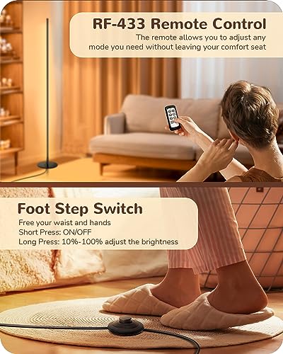EDISHINE LED Corner Lamp, Set of 2 Minimalist Dimmable Tall Light with Remote - Like New