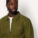 AMAZON ESSENTIALS MEN'S COTTON CANVAS ZIP-FRONT TRUCKER JACKET - DARK OLIVE - Like New