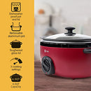 ICOOK USC-65-OP001RD 6.5 Quart Slow Cooker Aluminium Sear/Sauté Stew Pot - RED Like New