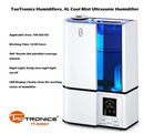 TaoTronics Humidifiers 4L Cool Mist Humidifier 001 Smart Ultrasonic Humidifier Like New