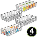 mDesign Metal Drawer Organizer Tray Storage Organizer Bin Basket 4 Pack Gray - Brand New