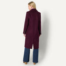 AMAZON ESSENTIALS WOMEN'S RELAXED-FIT DOUBLE-BREASTED WOOL-BLEND COAT, BURGUNDY - Like New