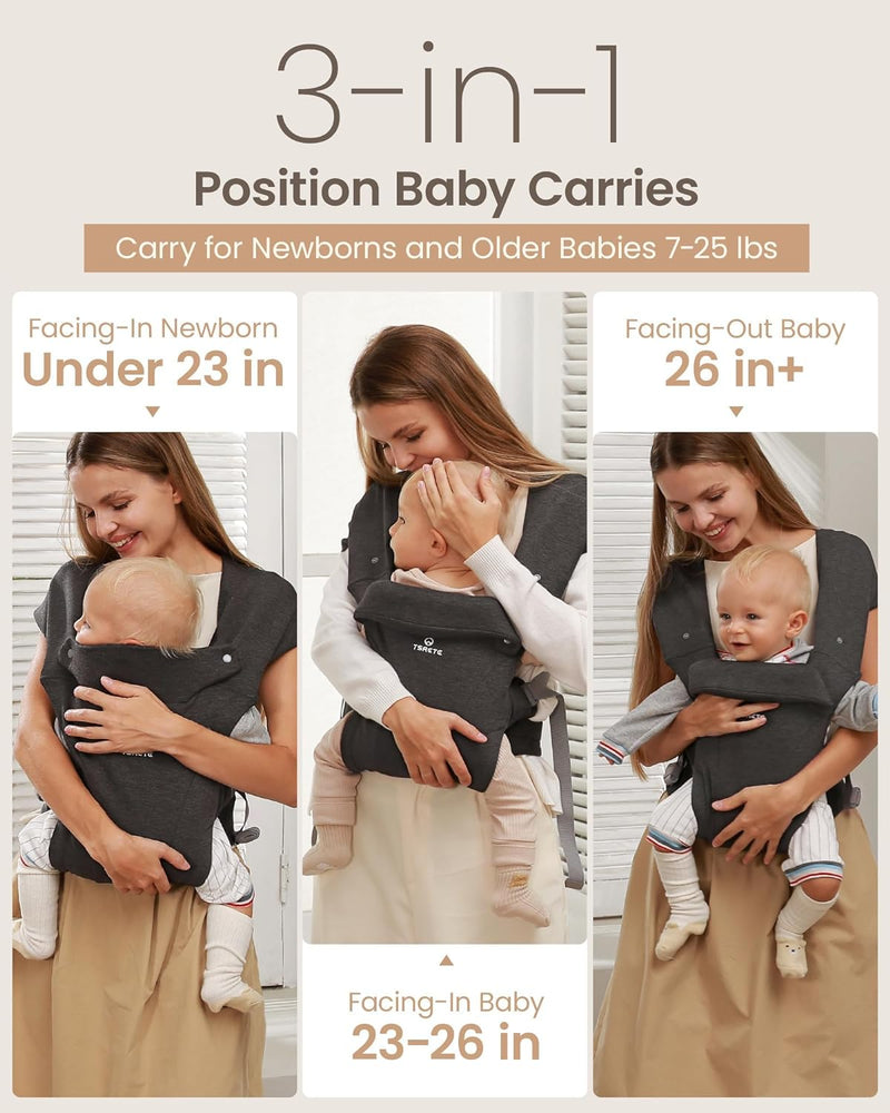 TSRETE Baby YE-012 Ergonomic Infant Carrier, Lumbar Support for 7-25lbs - Gray Like New