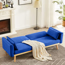 DKLGG Blue Futon Sofa Bed, Velvet Convertible Sofa Couch Sleeper - Like New