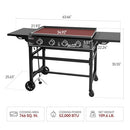 ROYAL GOURMET GB4001B 4-BURNER PROPANE GAS GRIDDLE FOLDABLE SIDE TABLES - BLACK - Like New