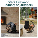 Sunnydaze Outdoor Firewood Rack with Cover Heavy-Duty Steel 24” Diameter - Like New
