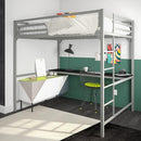 DHP Furniture FURNITURE 4308429 MILES FULL BED, SILVER METAL LOFT BED - SILVER - Like New