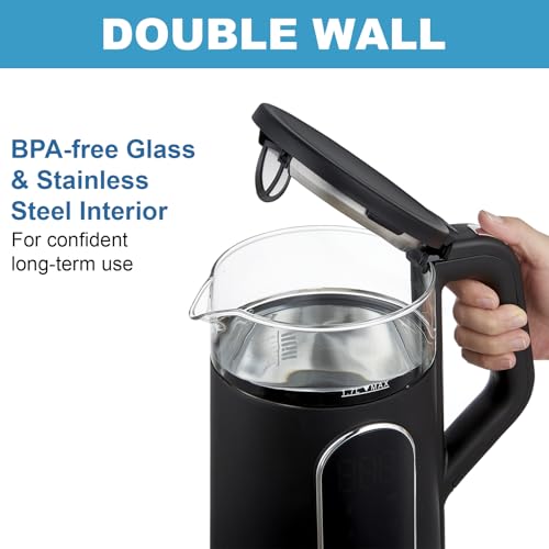 TESSLUX ELECTRIC KETTLE 1500W Kettle with Temperature Control 1.7L - BLACK - Like New