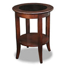 10036 LEICK HOME SHELDON ROUND END TABLE 18" CHOCOLATE OAK - CHOCOLATE OAK GLASS - Like New
