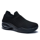 Women's Walking Shoes Sock Sneakers Mesh Slip On Nurse Shoes All Black Size 9.5 - Brand New