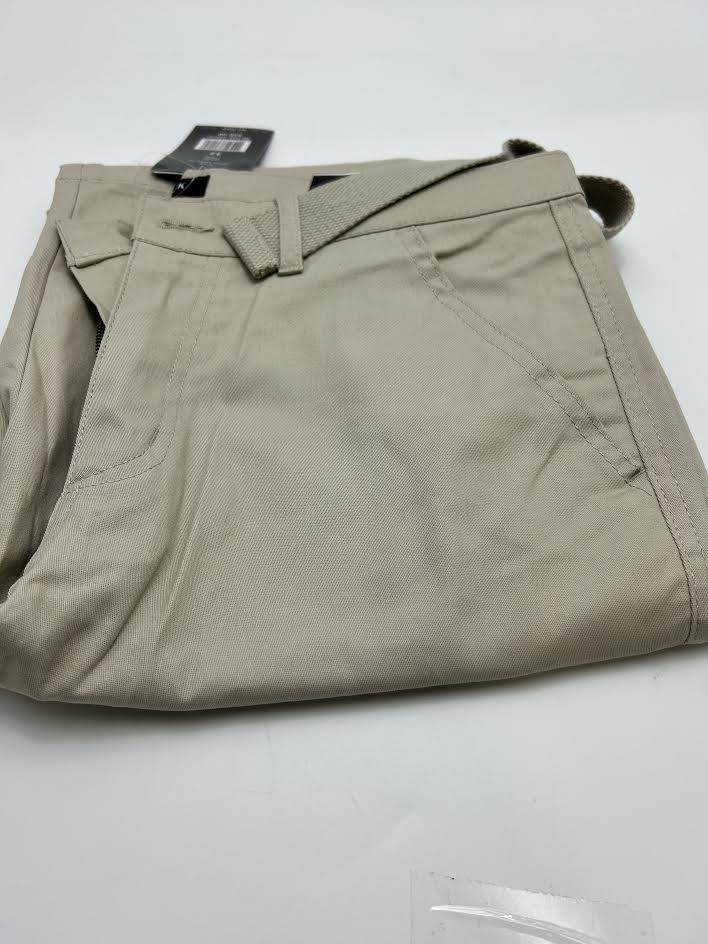 BLU ROCK MEN'S SLIM FIT STRETCH BELTED CARGO SHORTS - SIZE: MEN 32 - STONE - Brand New