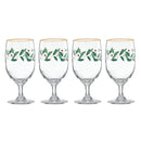 LENOX HOLIDAY 4-PIECE ICED BEVERAGE GLASS, DINNERWARE, HOSTING - RED/GREEN - Like New