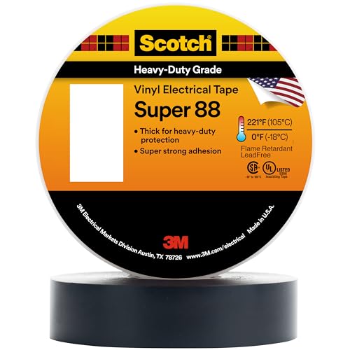 3M SCOTCH VINYL ELECTRICAL TAPE SUPER 88, 3/4 IN X 36 YD (108 FT) 1 ROLL - BLACK - Brand New