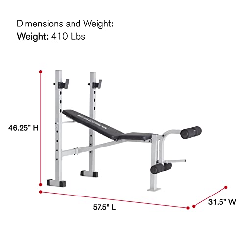 WEIDER PLATINUM STANDARD WEIGHT BENCH FIXED UPRIGHTS LEG DEVELOPER - BLACK - Like New