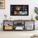 VECELO TV Stand Power Outlets Televisions 3-Tier Open Metal Frame - Brown - Like New