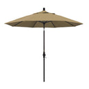 CALIFORNIA UMBRELLA 9' ROUND MARKET UMBRELLA CRANK LIFT COLLAR TILT STRAW - Like New