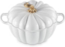 Le Creuset Enameled Cast Iron Figural Pumpkin Cocotte, 4 qt -White w/Copper Knob - Like New