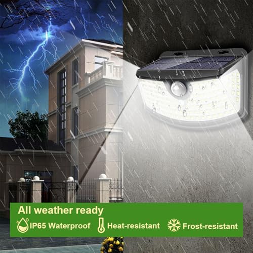 AOOTEK NEW SOLAR MOTION SENSOR LIGHTS 120 LEDS REFLECTOR, 4 PACK - BLACK - Like New